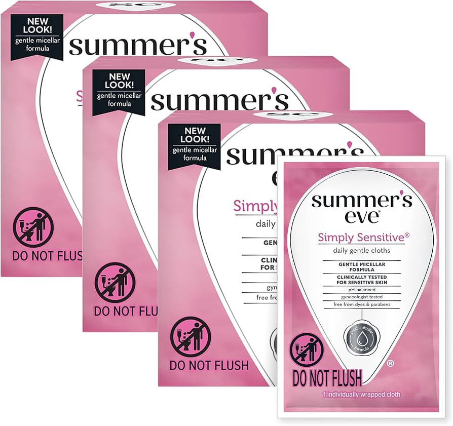 Summer's Eve Feminine Cleansing Wipes, Simply Sensitive, 16 Count, 3 Pack | Amazon (US)