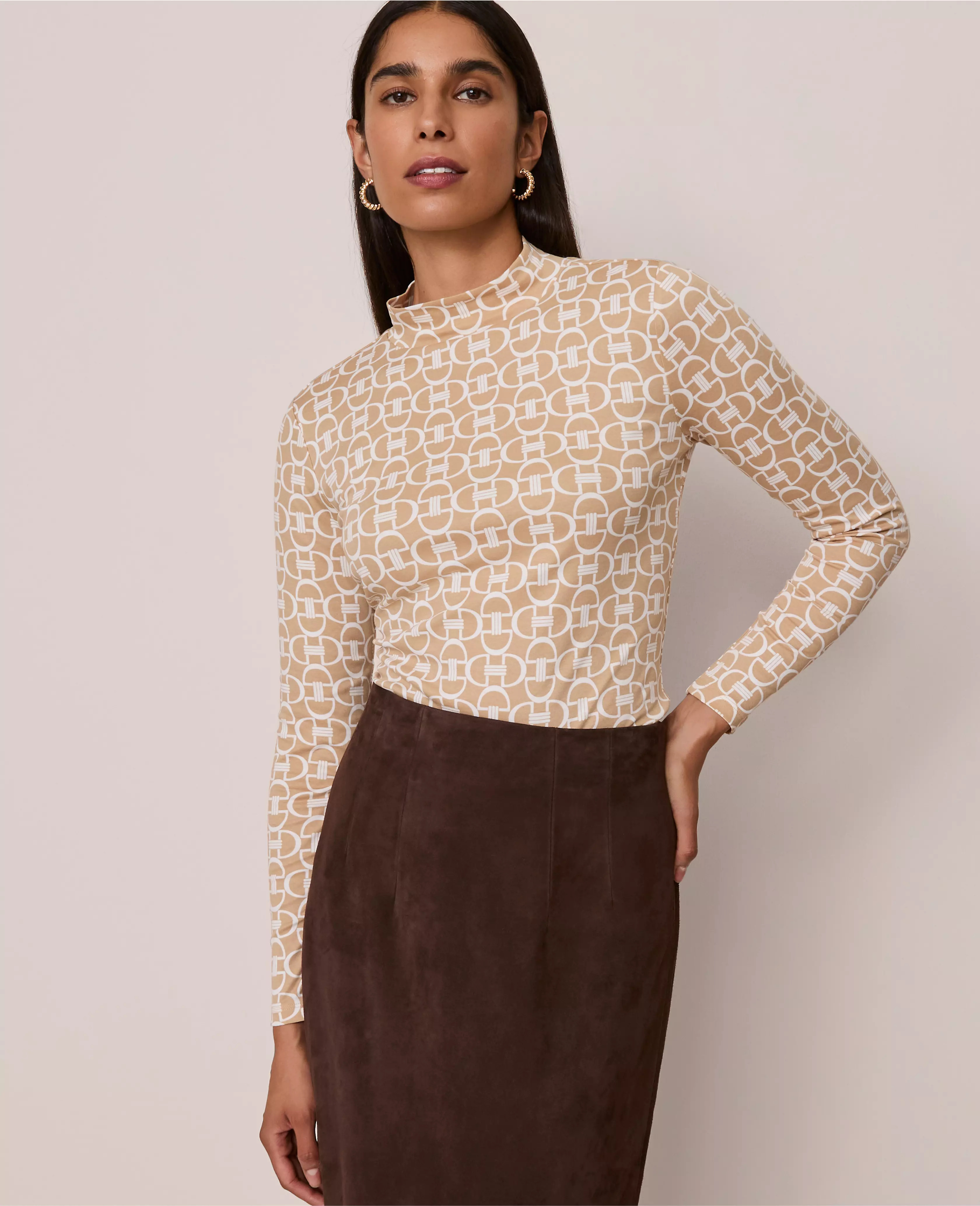 Chain Link Mock Neck Top | Ann Taylor