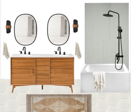 Mid century bathroom 
#homedecor #moodboard #midcentury #bathroomideas 