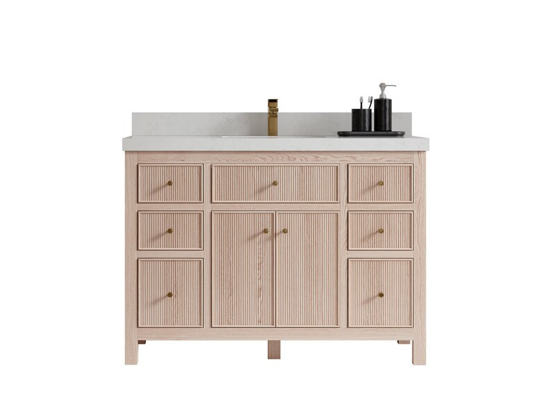 48 in. W x 22 in. D Sonoma White Oak Single Sink Bathroom Vanity with Quartz or Marble Countertop... | Etsy (US)