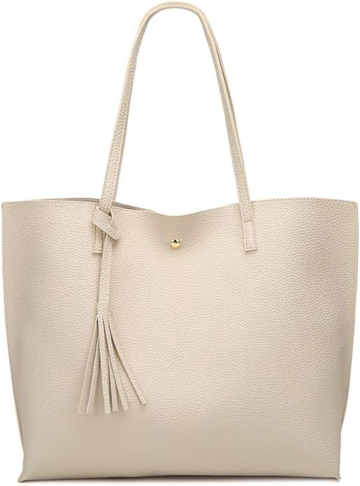 Dreubea Women's Soft Faux Leather Tote Shoulder Bag from, Big Capacity Tassel Handbag | Amazon (US)