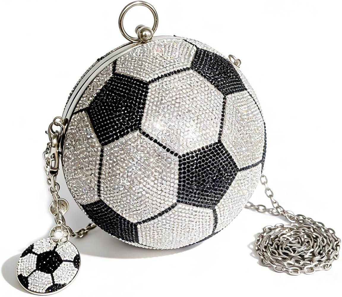 Rhinestone Soccer Ball Purse for Woman with Detachable Chain Crossbody Bag | Amazon (US)