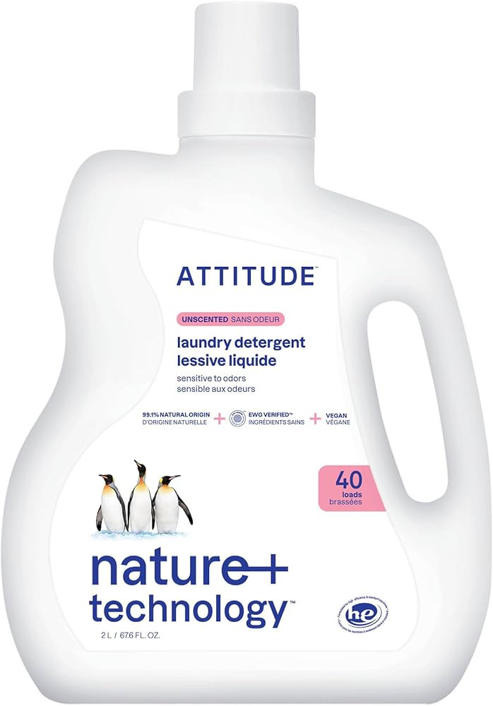 ATTITUDE Liquid Laundry Detergent, EWG Verified, HE Compatible, Plant-Based & Vegan, Natural Laun... | Amazon (US)