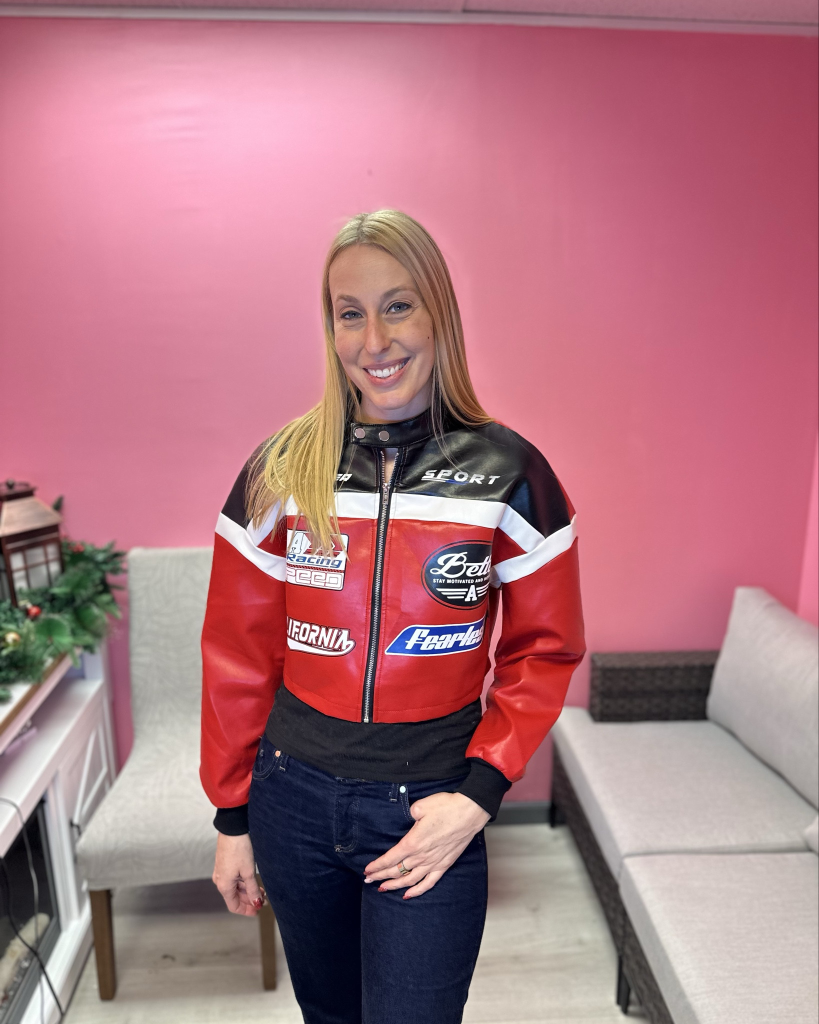 Fun racing jacket 
❤️ a cool street wear style jacket. It’s also perfect if you do enjoy racing or watching it
❤️ no stretch but loose fitting
❤️ I am wearing size small, fits true to size, I am 5’10”

#LTKFindsUnder50 #LTKTall #LTKFindsUnder100