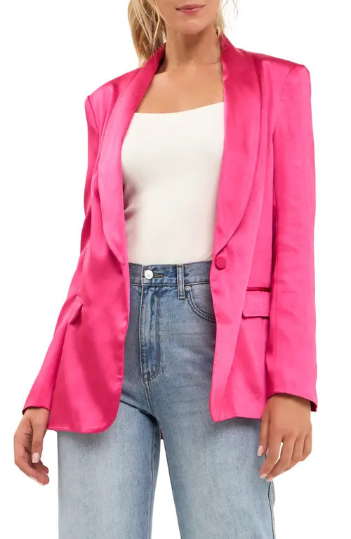 Endless Rose The Satin Blazer in Fuchsia at Nordstrom, Size Medium | Nordstrom