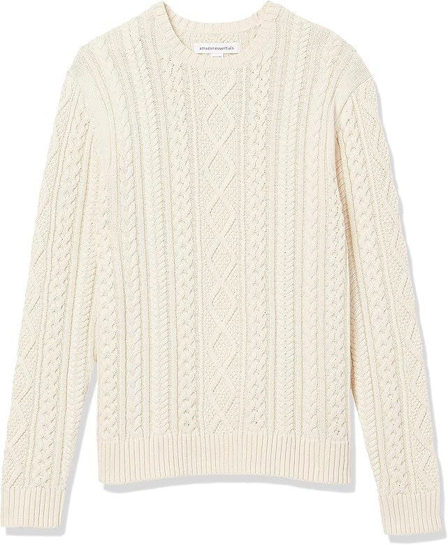 Amazon Essentials Men's Long-Sleeve 100% Cotton Fisherman Cable Crewneck Sweater | Amazon (US)
