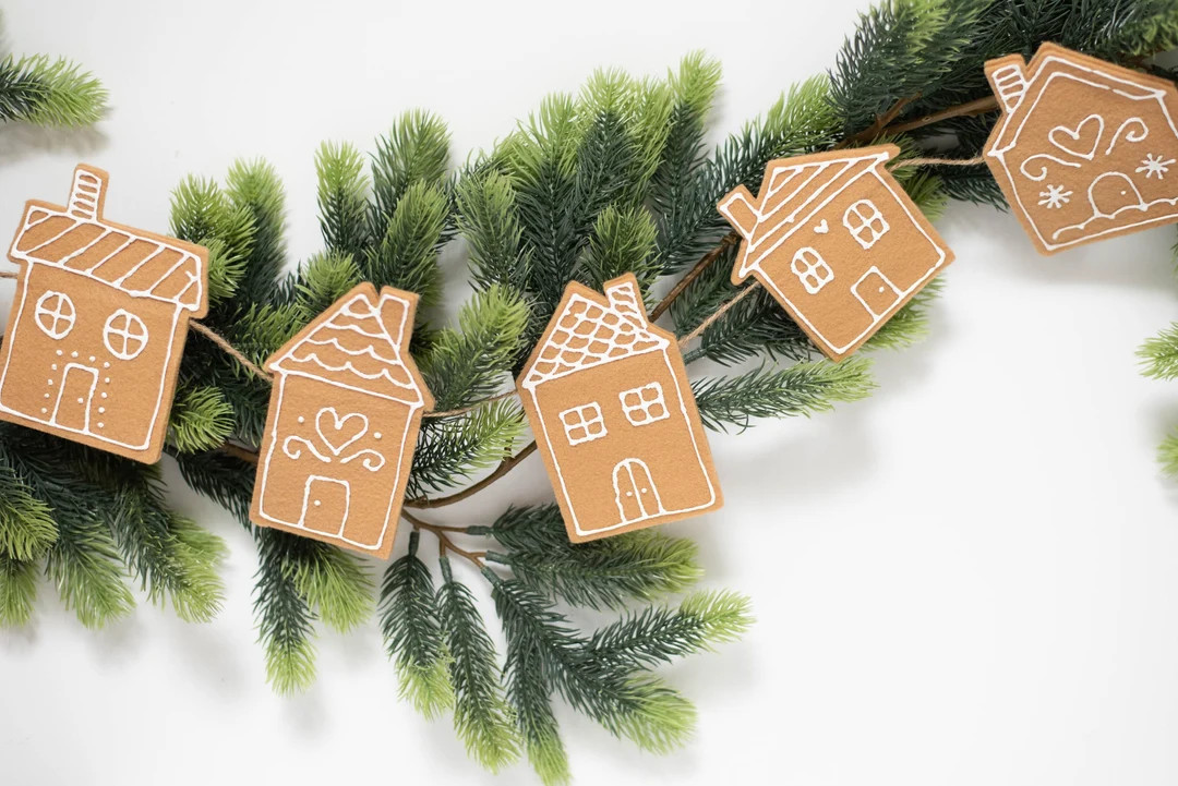 Gingerbread House Christmas Felt Banner Garland for Mantle and - Etsy | Etsy (US)