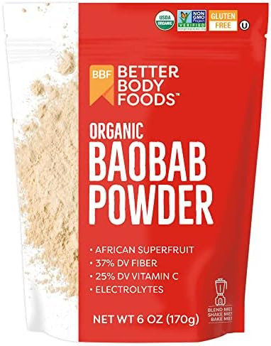 BetterBody Foods Organic Baobab Powder with Electrolytes, Iron, and Vitamin C (6 oz.) | Amazon (US)