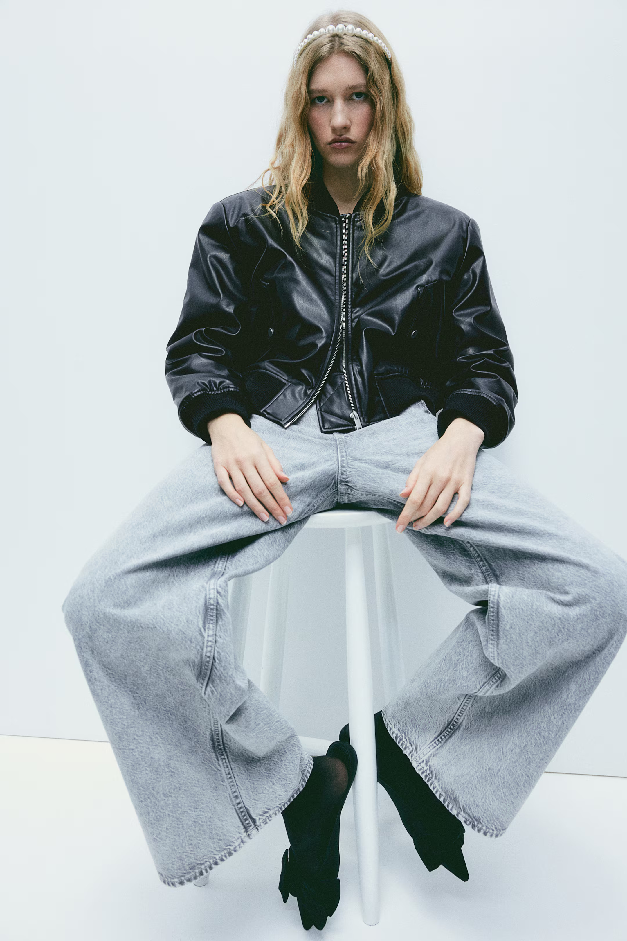Coated Bomber Jacket with Shoulder Pads | H&M (US + CA)