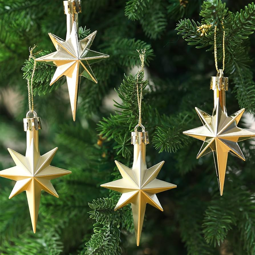 Syhood 12 Pcs Bethlehem Star Christmas Ornament 3.14inch Christmas Ornament Star Ornaments for Ch... | Amazon (US)