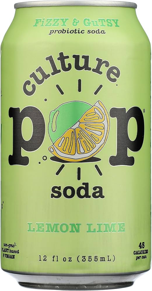 Culture Pop Soda Lemon Lime & Cardamom Probiotic Soda, 12 FZ | Amazon (US)