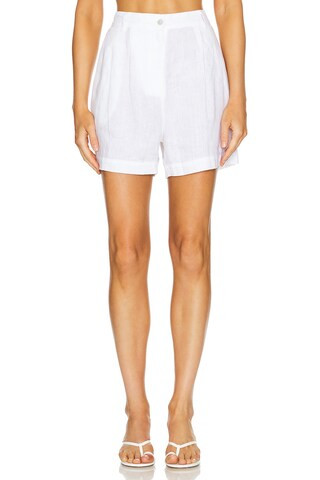 DONNI. Linen Pleated Short in Powder from Revolve.com | Revolve Clothing (Global)