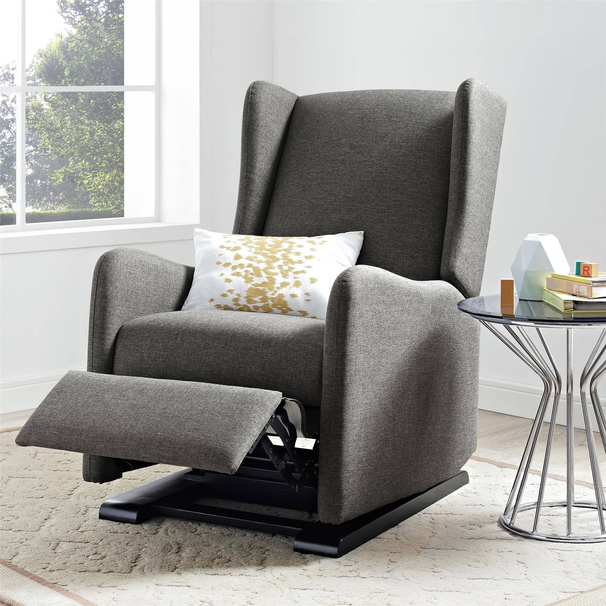 Baby Relax Rylee Tall Wingback Glider Recliner, Grey Linen | Walmart (US)