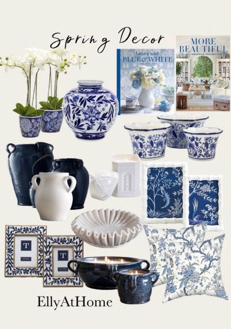 Pretty blue and white spring decor! Shop potted orchids, coffee table books, vases, candles, throw pillows, table picture frames, home decor accessories. Some selections on sale, free shipping. 

#LTKhome #LTKfindsunder50 #LTKsalealert