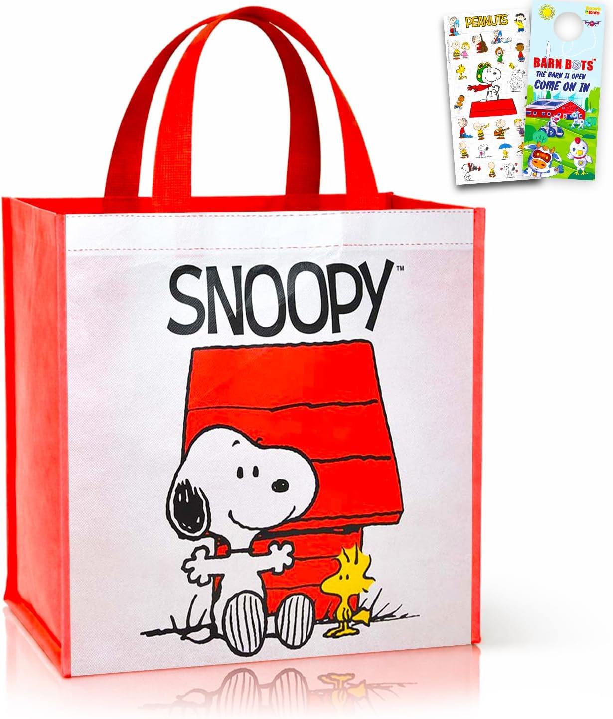 Snoopy Tote Bag, Large Reusable Grocery Bag Bundle for Kids Adults | Amazon (US)