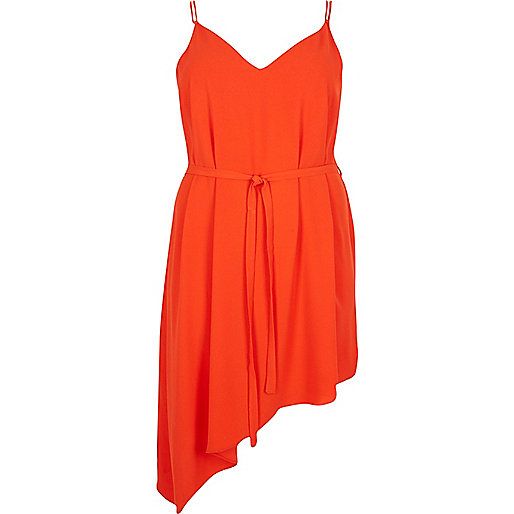 RI Plus red asymmetric slip dress | River Island (UK & IE)
