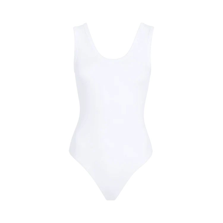 Seamless Scoop Tank Bodysuit | White | nuuds