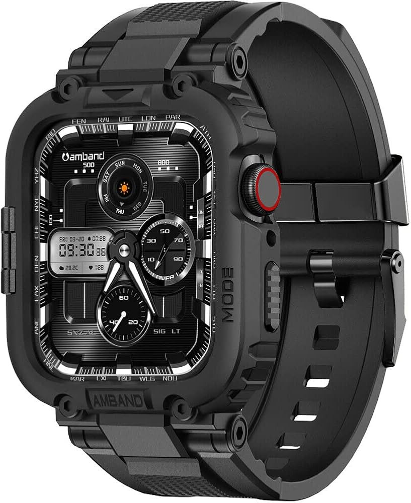 amBand Bands Compatible with Apple Watch 9/8/7/SE (2nd)/SE/6/5/4 45mm/44mm Case for Men, M1 Sport... | Amazon (US)