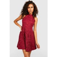 Womens Lace High Neck Skater Dress - Red - 10 | boohoo (US & Canada)