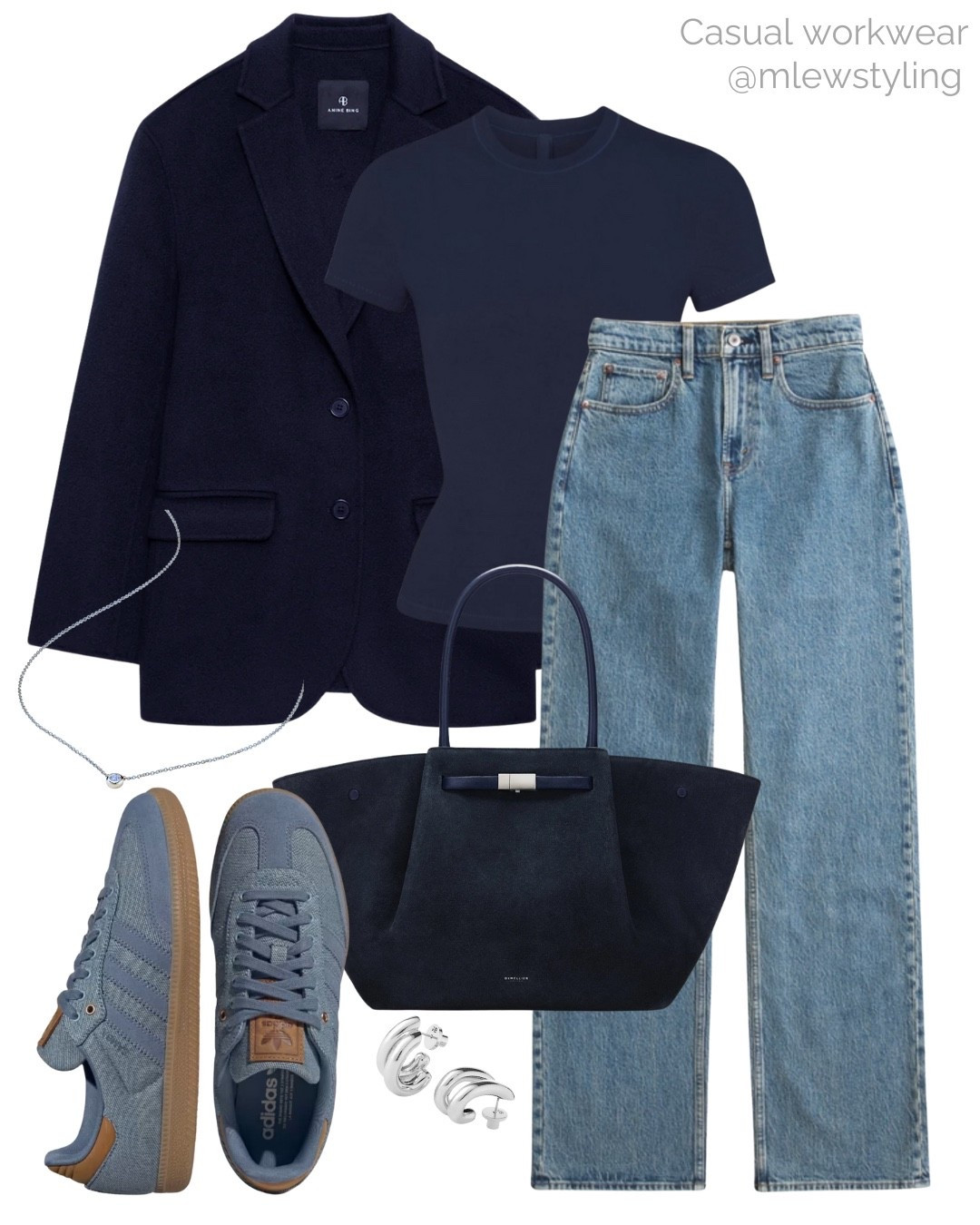 A casual office outfit with a navy blue blazer, Abercrombie jeans and blue denim Adidas Sambas 💙

#LTKWorkwear #LTKootd #LTKSeasonal