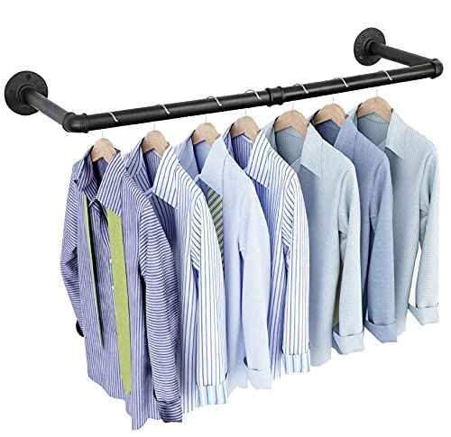 OROPY Industrial Pipe Clothes Rack 38.4", Heavy Duty Detachable Wall Mounted Black Iron Garment Bar, | Amazon (US)