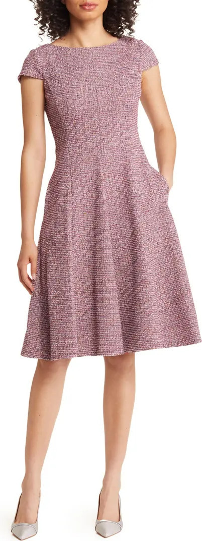 Cap Sleeve Tweed Fit & Flare Dress | Nordstrom