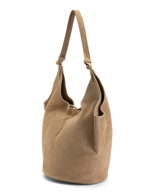 Made In Italy Suede Oval Bottom Hobo | TJ Maxx