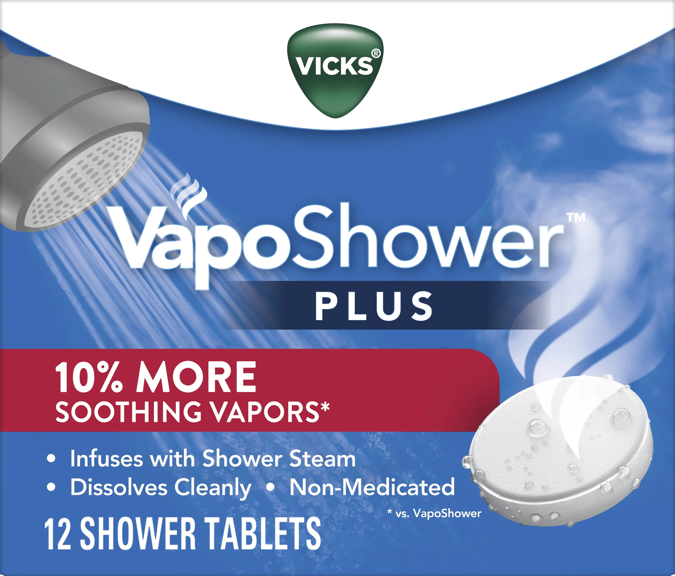 Vicks Vapo Shower Plus Tablets, Non-Medicated Eucalyptus Steamer Tablets for Sinus Relief, 12 Ct | Walmart (US)