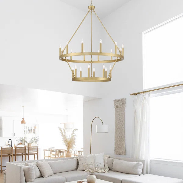 Finchley 20 - Light Candle Style Wagon Wheel Chandelier | Wayfair North America