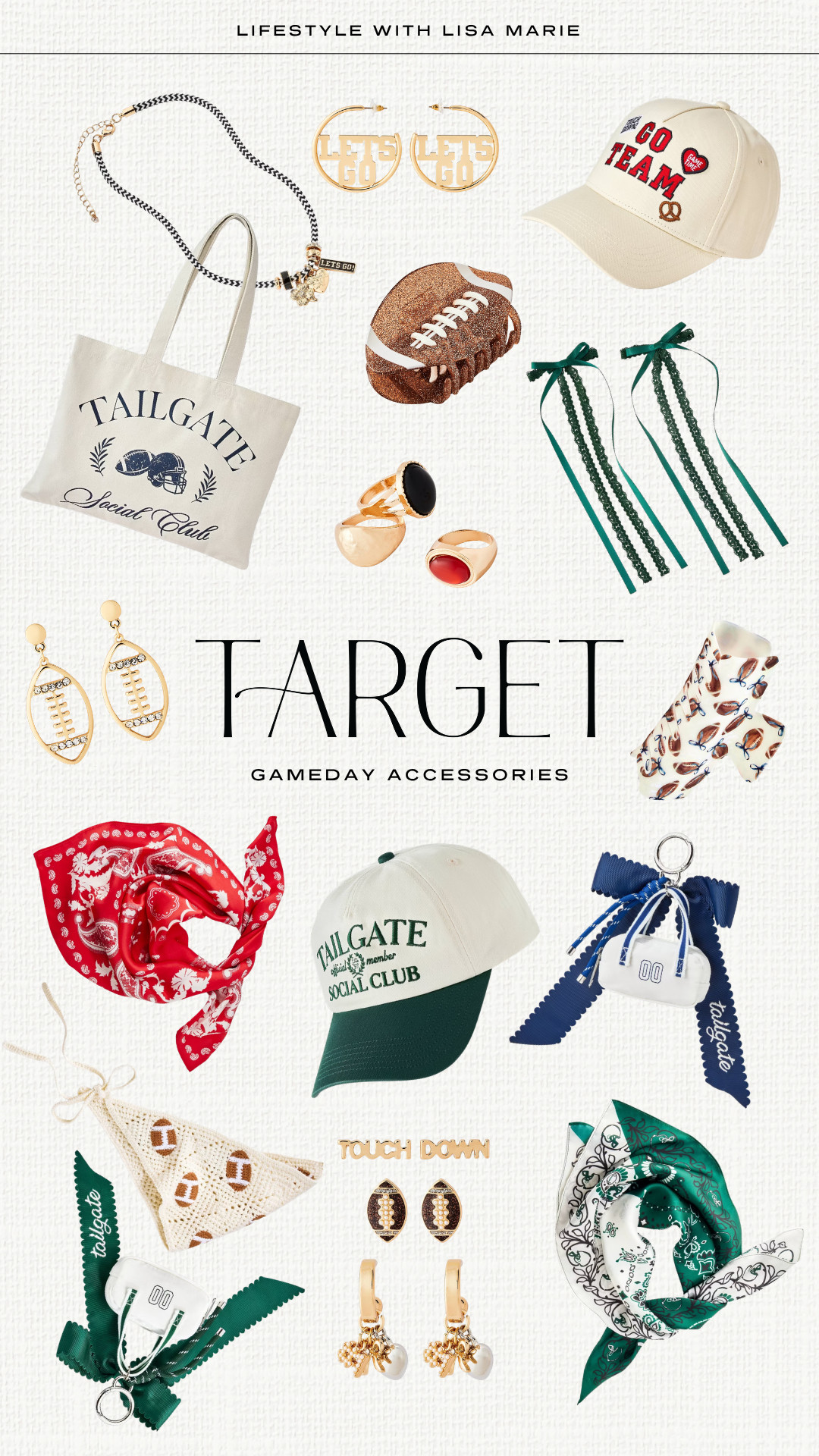 Target gameday accessories! Tote bags and clear purses for stadiums. Sport themed hair clips, bandanas, and accessories. Football earrings. College gameday gear and accessories. Touchdown themed accessories. Scarves and bandanas in college colors.

#LTKSeasonal #LTKActive #LTKPetite