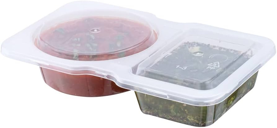 Futura 5 Ounce Snack Containers, 100 Microwavable Sauce Containers - 2 Compartments, Hinged Lid, ... | Amazon (US)