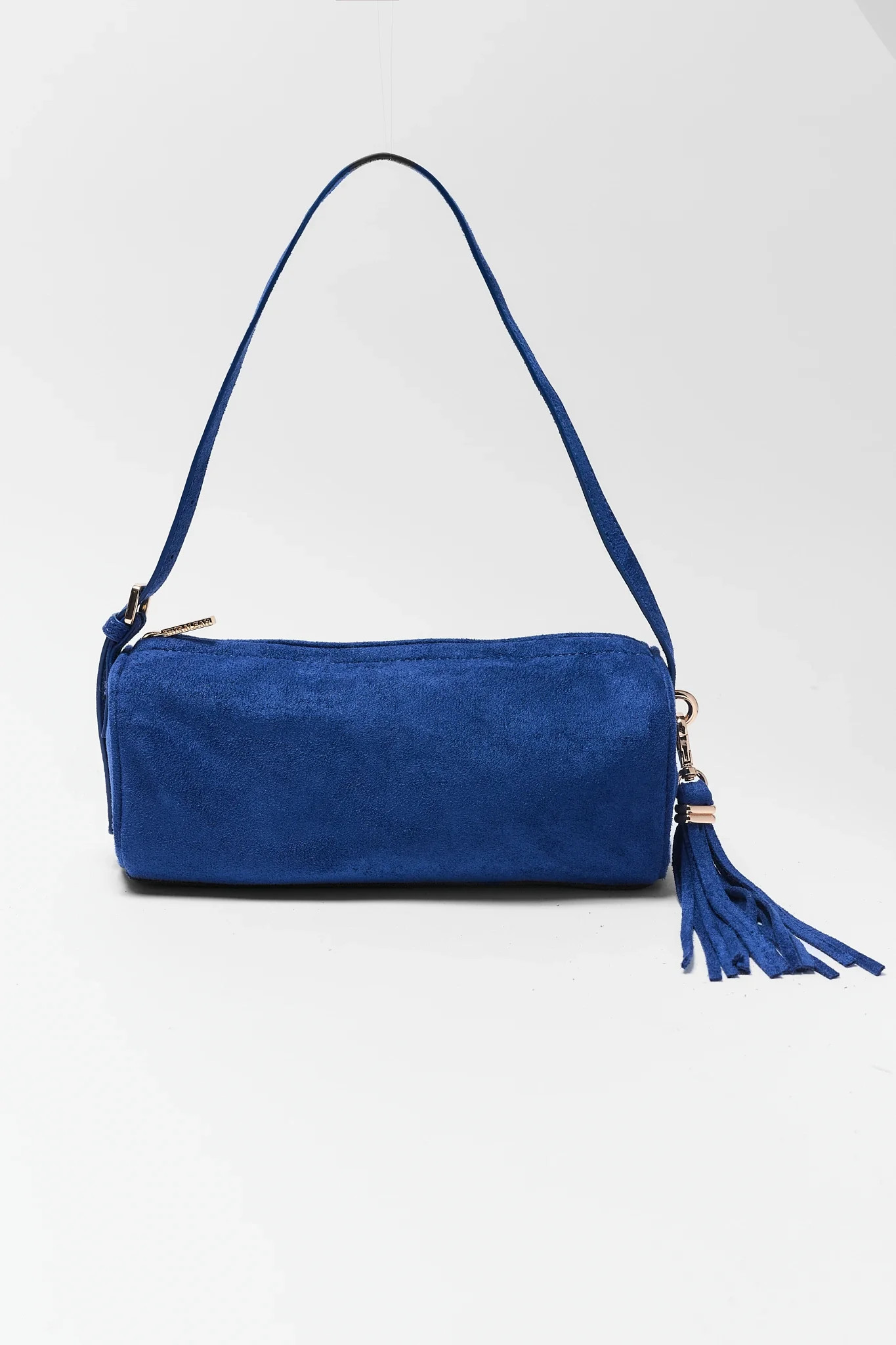 Blue Faux Suede Barrel Bag | Avara