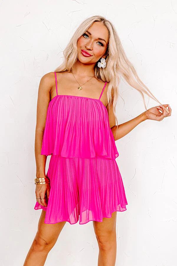 Door To Destiny Pleated Romper In Hot Pink | Impressions Online Boutique