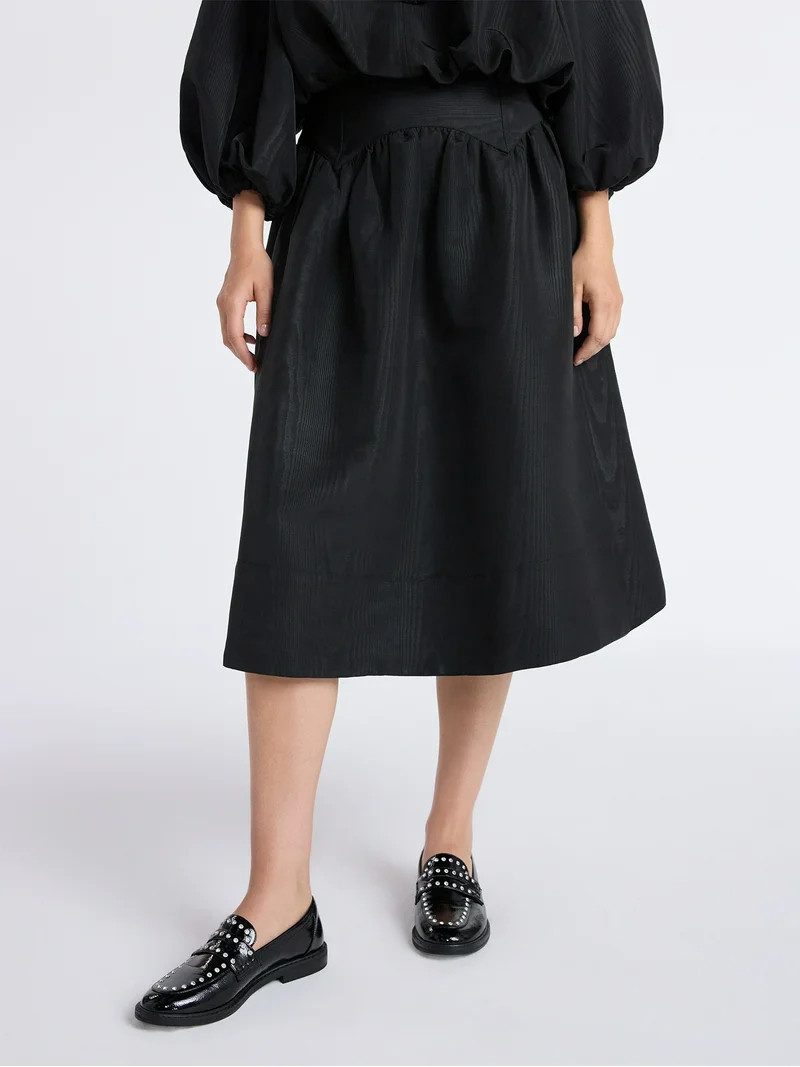 Free Assembly Women's and Women's Plus Shirred Yoke Midi Skirt, Size 0-26 | Walmart (US)