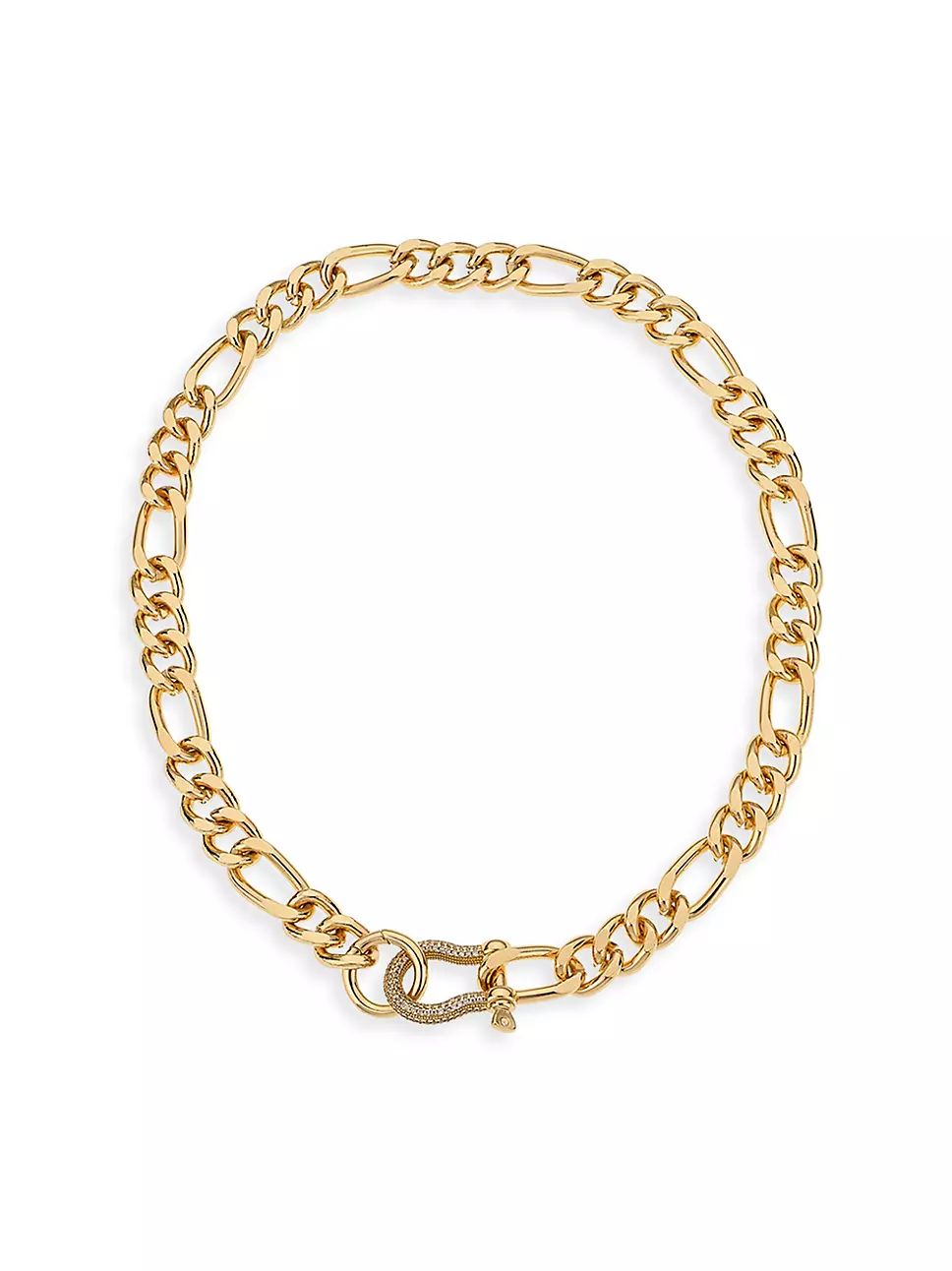 Cuffed Love 18K-Gold-Plated & Cubic Zirconia Figaro Chain Necklace | Saks Fifth Avenue (CA)