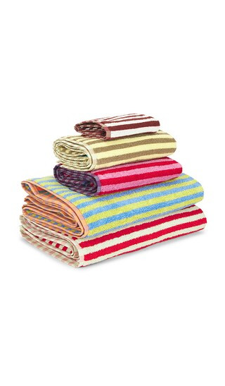 Set Of 5 Stripe Towels in Multi | Revolve Clothing (Global)