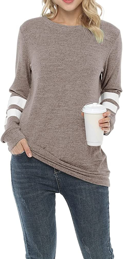 Womens Crewneck Sweatshirt Casual Long Sleeve Sweaters Color Block Tunic Tops Nicytore | Amazon (US)