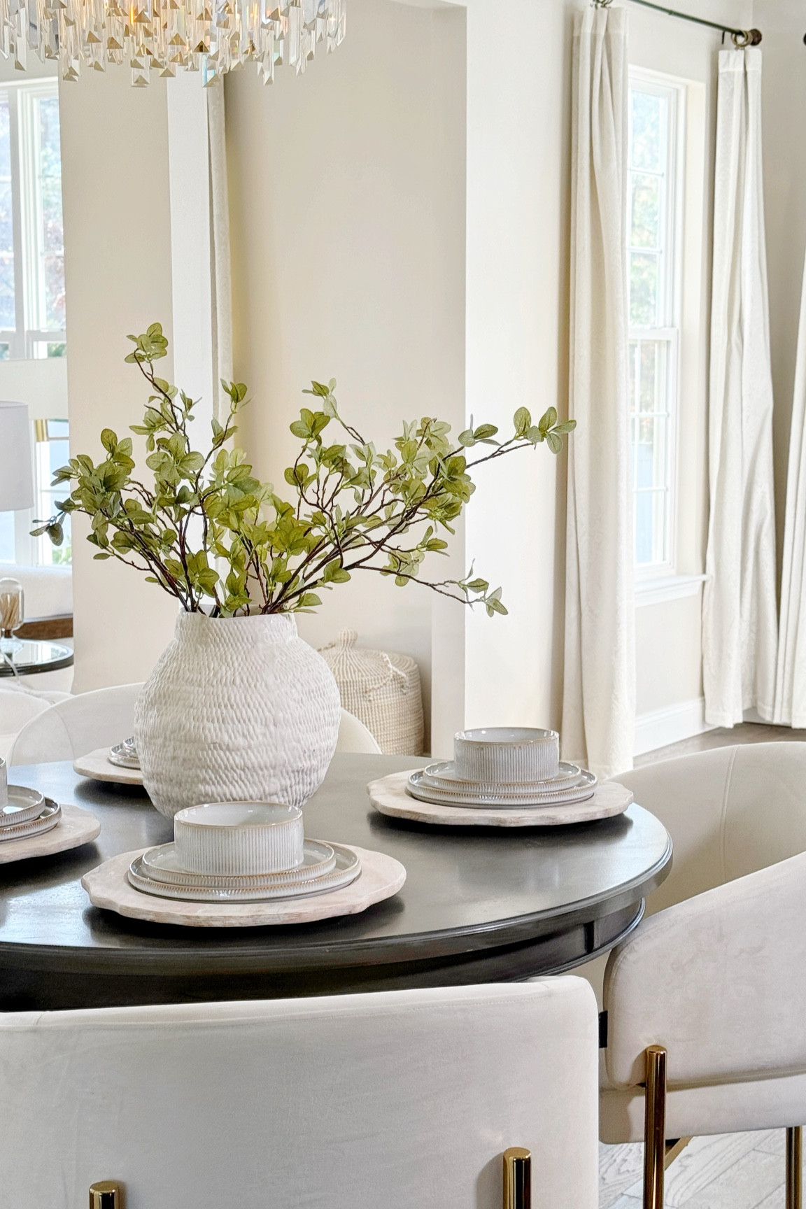 Winter kitchen dinette styling 
Ribbed Dinnerware 
Spring stems 
Tablesetting 
Neutral home 
Neutral dinnerware
Living room

#LTKsalealert #LTKSeasonal #LTKhome