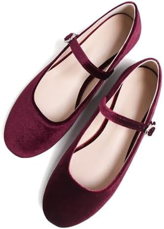 SAILING LU Women's Pointed Toe Mary Janes Shoes Buckle Dressy Comfortable Ballet Flats Slip-On We... | Amazon (US)