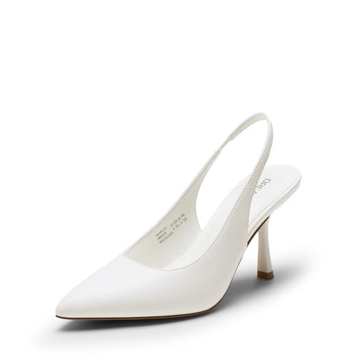 DREAM PAIRS Women's Heels Slingback Stiletto Pumps Shoes Pointed Closed Toe Kitten Heels Dress Bridal Elegant Wedding Sexy Party,Size 9.5,White-Pu,DWUMPU2510 | Amazon (US)