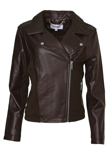 Nicole Miller Women's Leather Moto Jacket With Asymmetrical Zipper Biker Jacket with Zipper Pockets Sizes S–XL | Amazon (US)