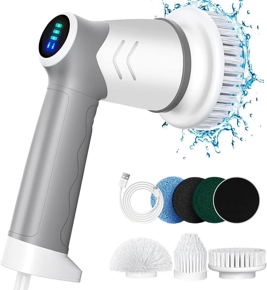 BOOHENKA Power Scrubbers for Cleaning Bathroom 2024, Shower Scrubber with LED Display, 2 Speeds, ... | Amazon (US)