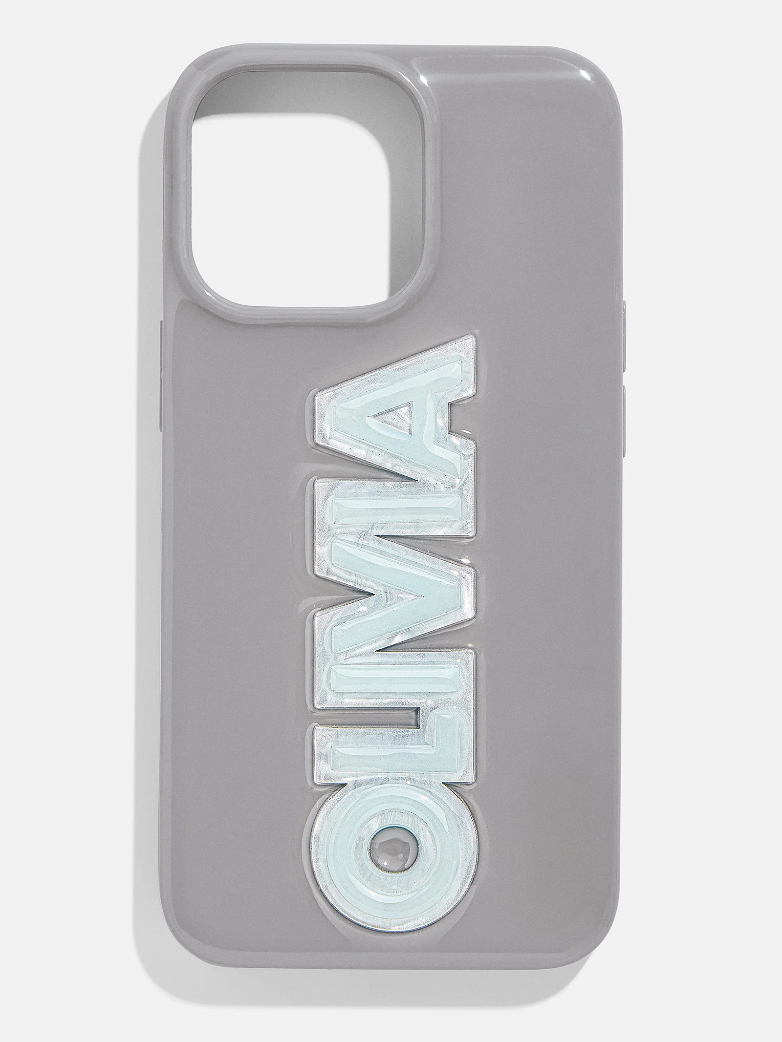 Block Font Custom IPhone Case - Gray/Light Blue | BaubleBar (US)