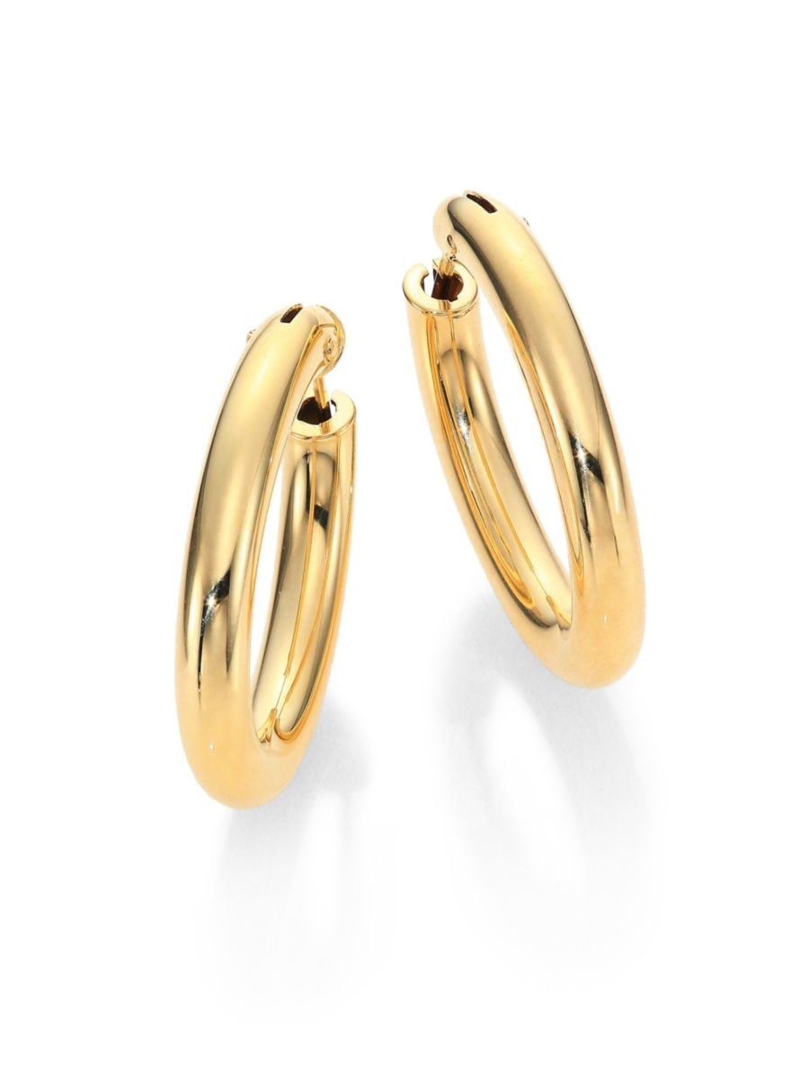 18K Yellow Gold Oval Hoop Earrings/1.05" | Saks Fifth Avenue
