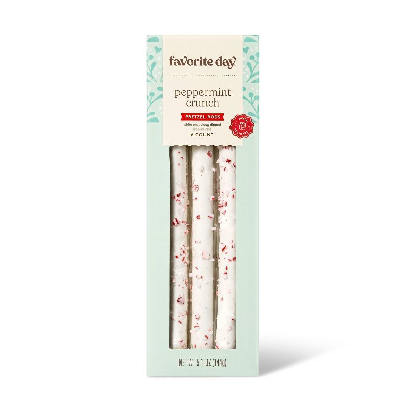 Peppermint Pretzel Rods Dipped in White Fudge - 5.1oz/6ct - Favorite Day™ | Target