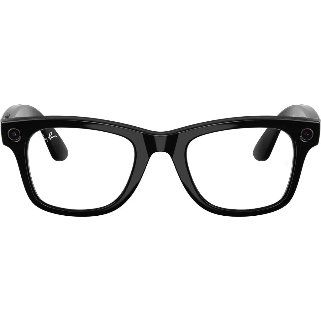 Ray-Ban Meta Wayfarer Gen 2 50mm Square AI Sunglasses in Shiny Black Transitions Green at Nordstrom | Nordstrom