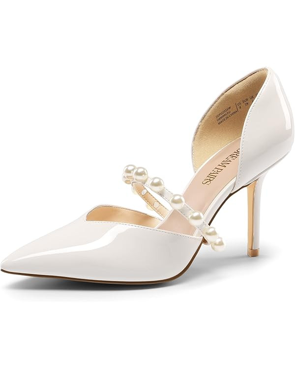 DREAM PAIRS Women's Closed Toe High Heels Stiletto Pointed Toe Strappy Pearl Elegant D'Orsay Dres... | Amazon (US)