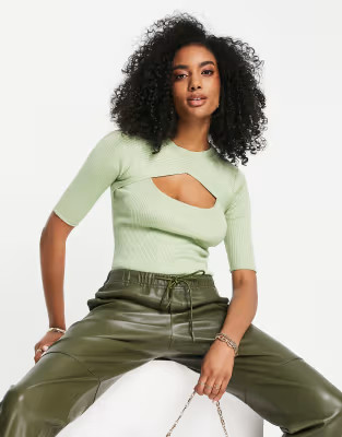 Pretty Lavish fine knit cut-out top in mint - part of a set | ASOS (Global)