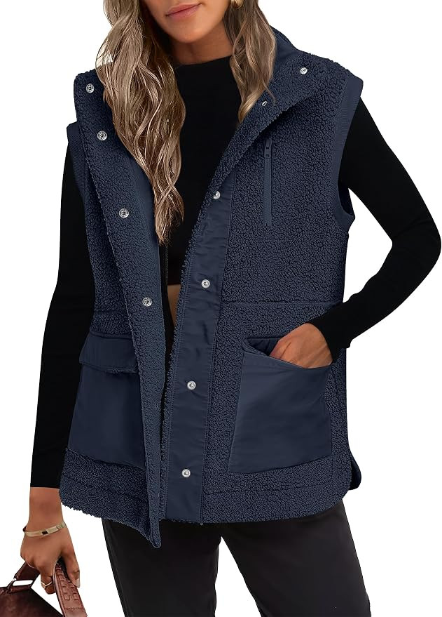 ANRABESS Womens Fleece Vest Warm Fall Fuzzy Sherpa Jackets | Amazon (US)