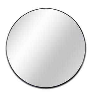 32 in. W x 32 in. H Round Metal Framed Wall Bathroom Vanity Mirror in Matte Black | The Home Depot